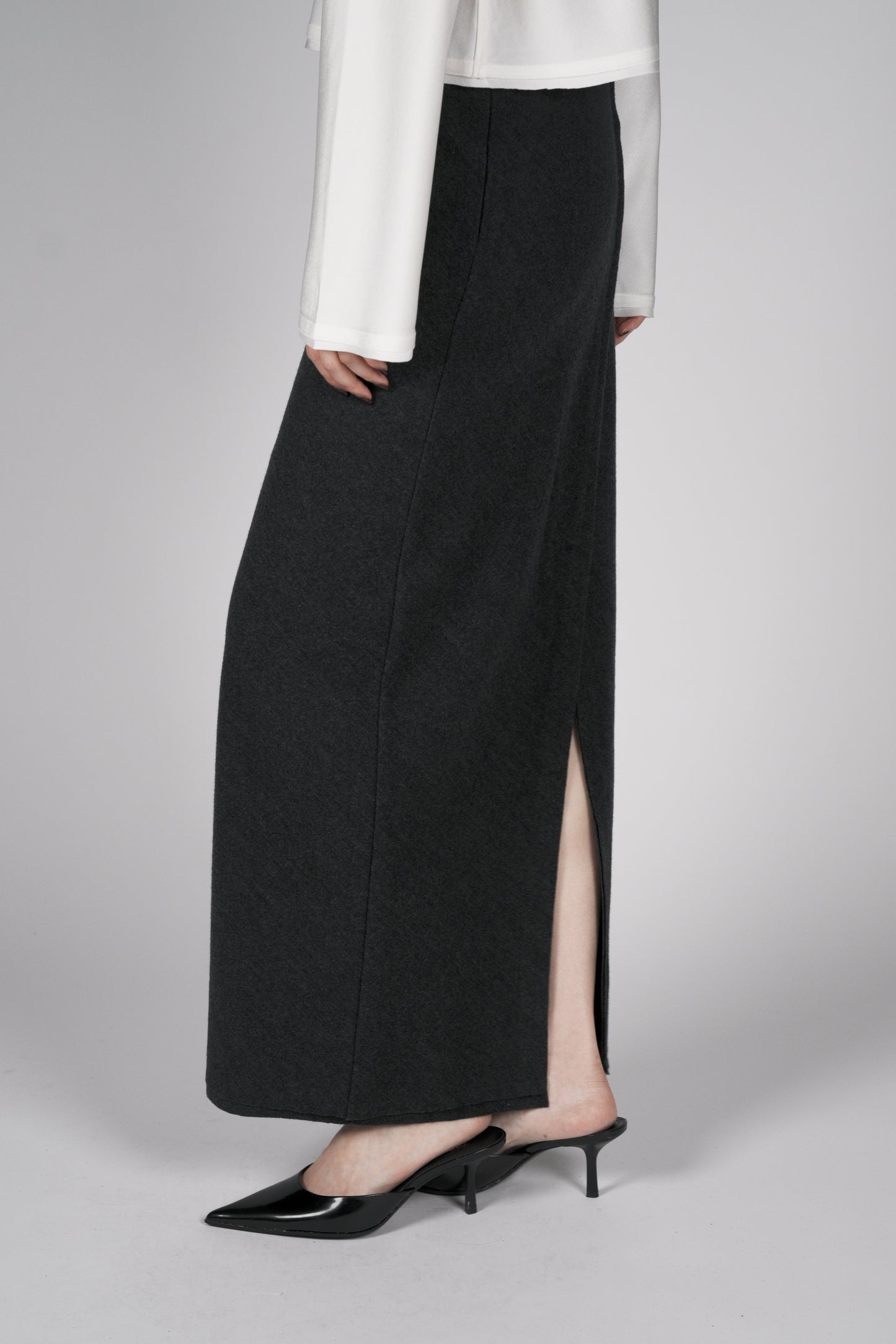 Lupi wool narrow skirt_Gray