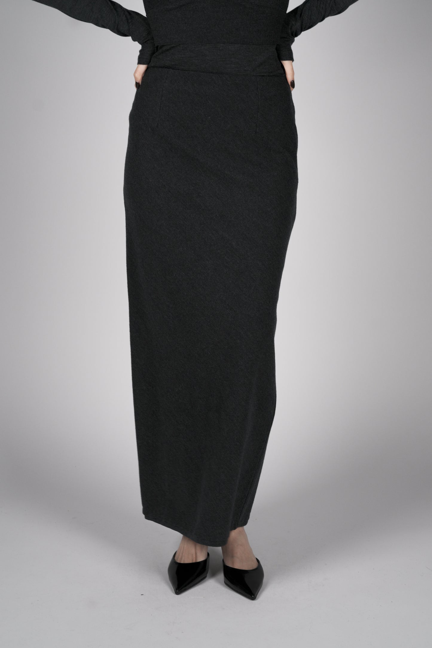 Lupi wool narrow skirt_Gray