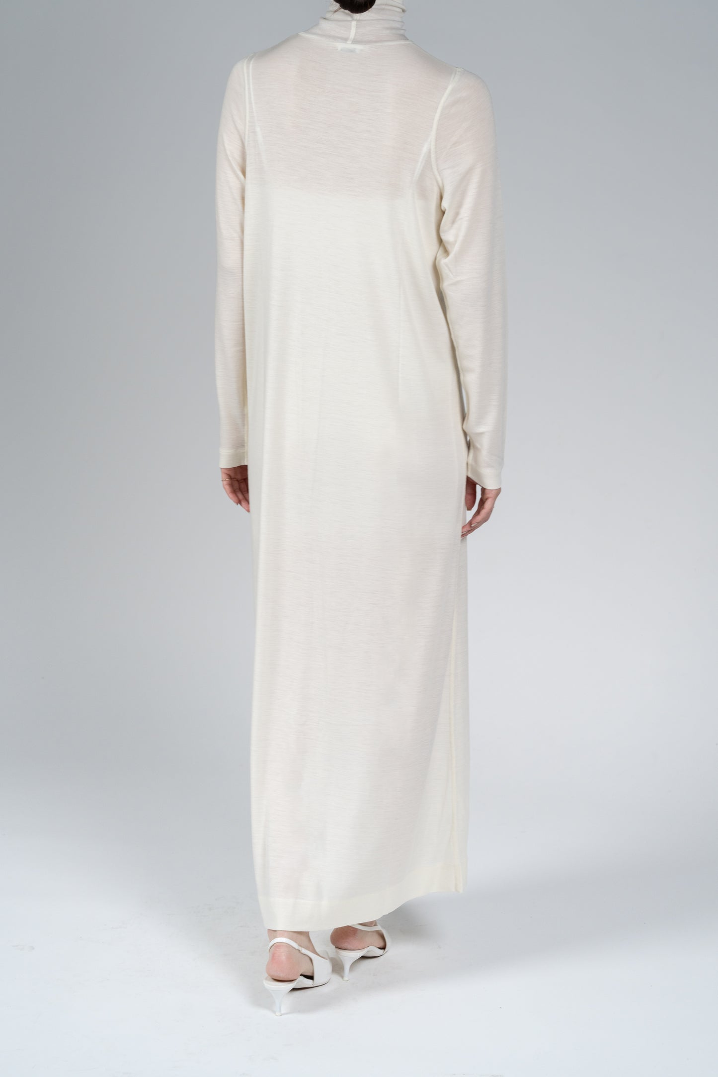 Bootis wool turtleneck dress_white