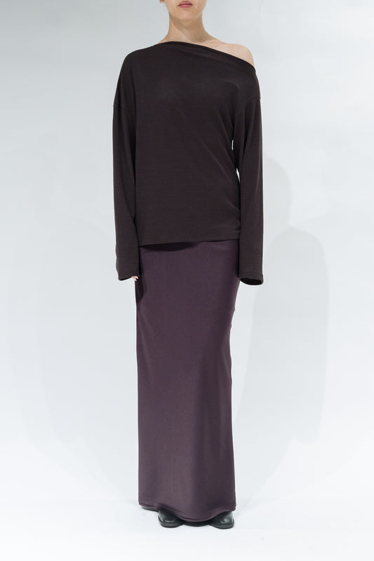 Phekda Narrow Skirt_brown
