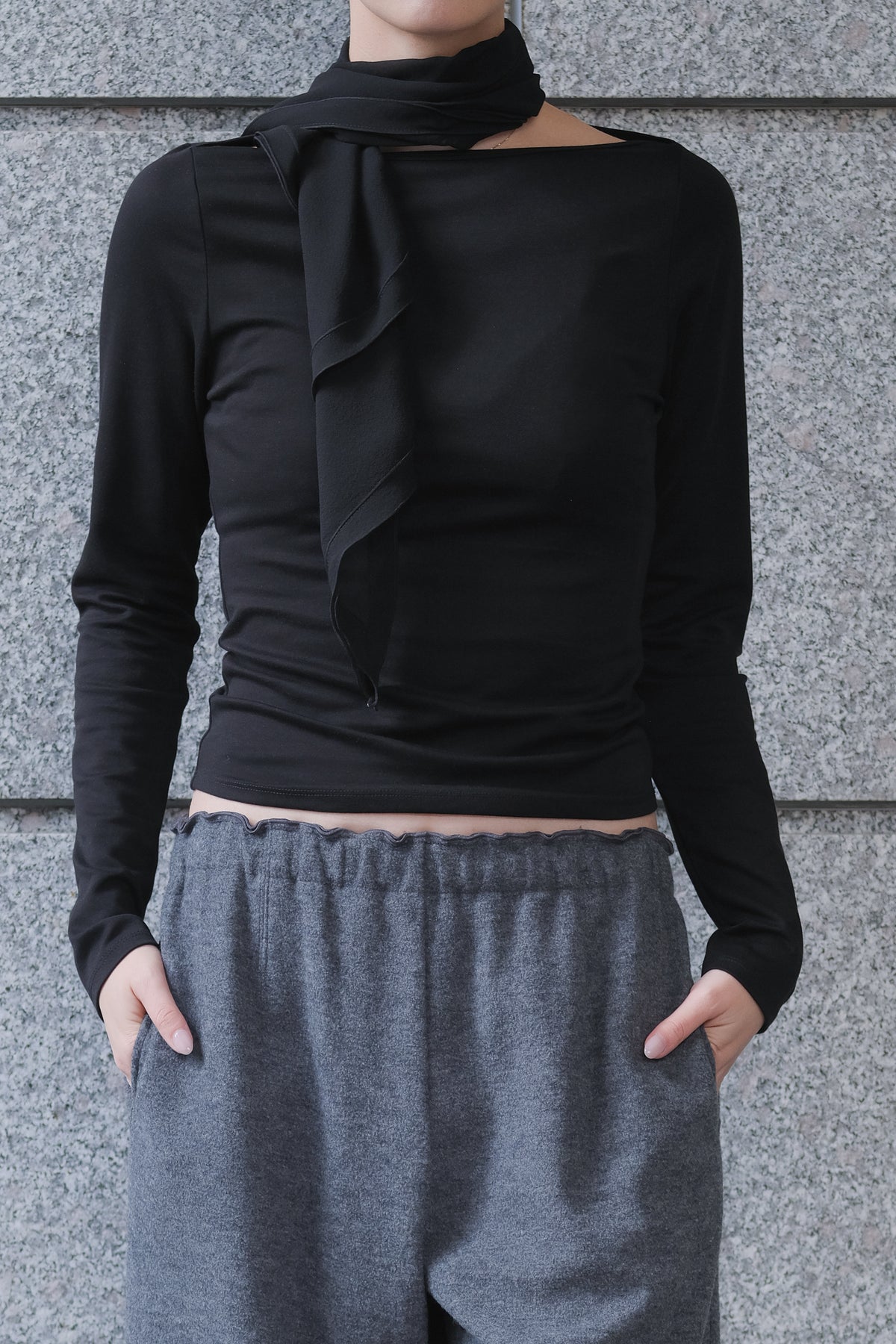 Nekkar boat neck L/S tee_black