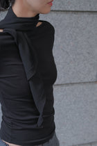 Caroli silk sheer scarf_black