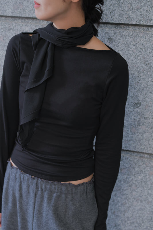 Nekkar boat neck L/S tee_black