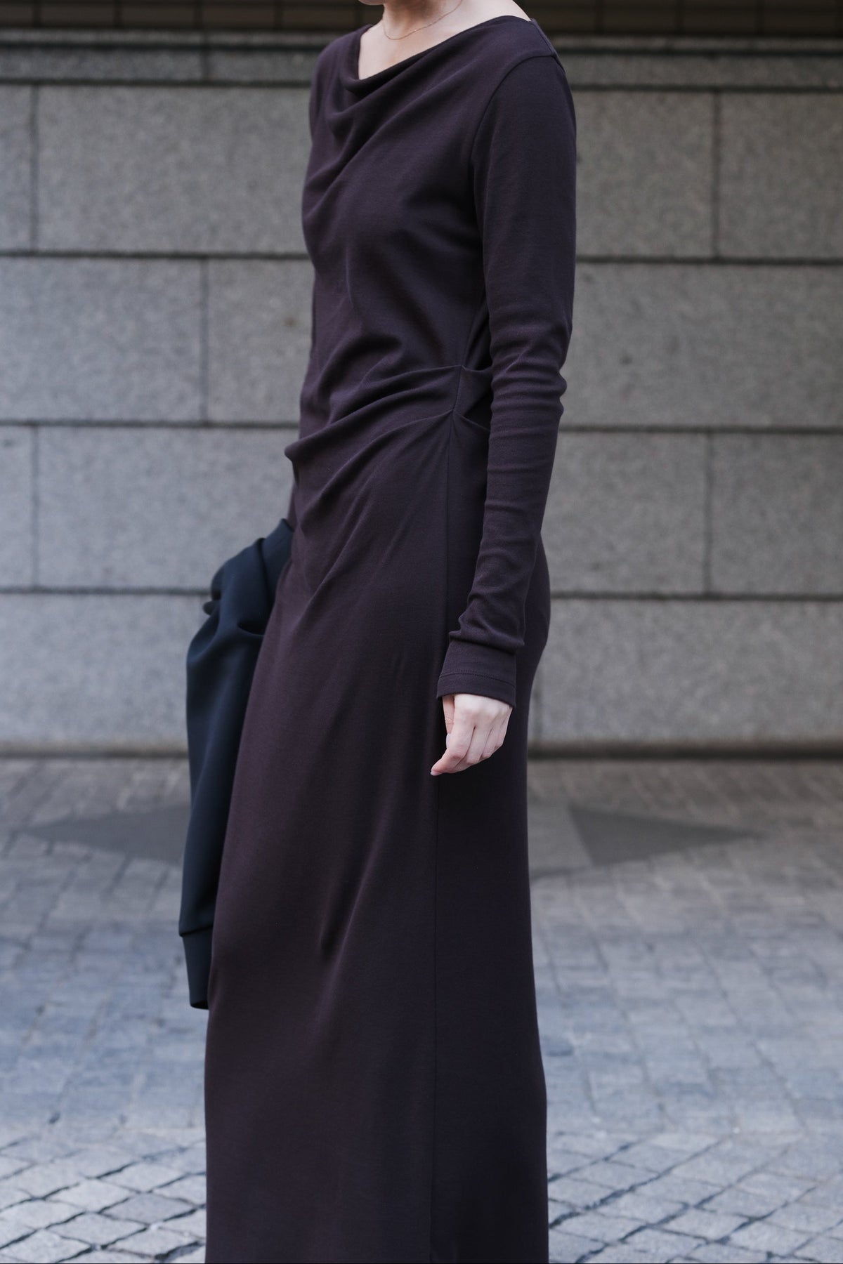 Scheat tuck dress_brown