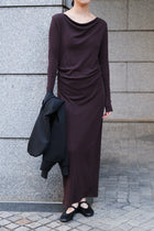 Scheat tuck dress_brown