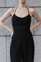 Nekkar rib halter tops_black