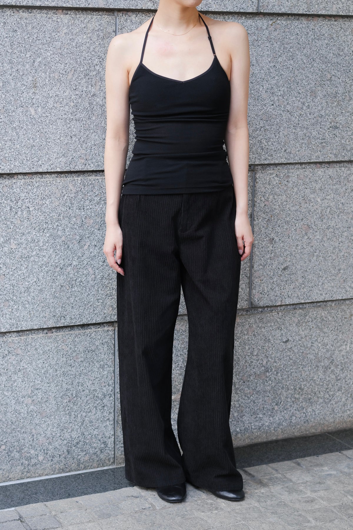 Nekkar rib halter tops_black